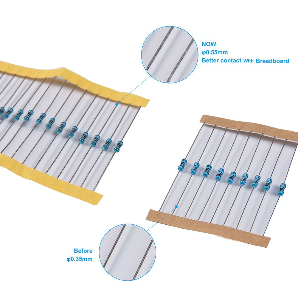 ELEGOO 525 Pezzi Kit resistore 17 Valori ±1% Assortimento, 0 Ohm-1M Ohm per Arduino UNO R3 e Altri progetti di Elettronica